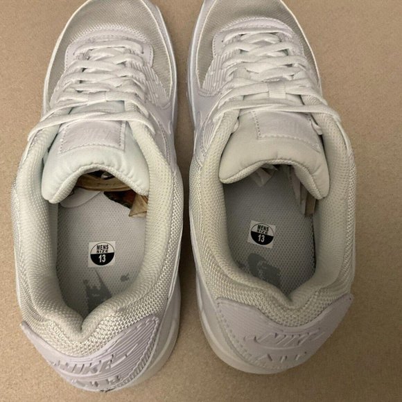 New! Display! Mens Nike Air Max 90 “Triple White” Running Shoes. Size 13. Nice!! - Picture 6 of 8